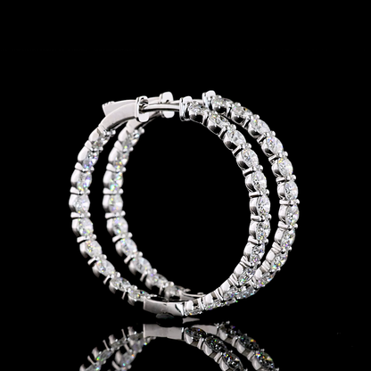 5.05 CTTW Round Lab Diamond Hoops Earring (H Color and SI Clarity)