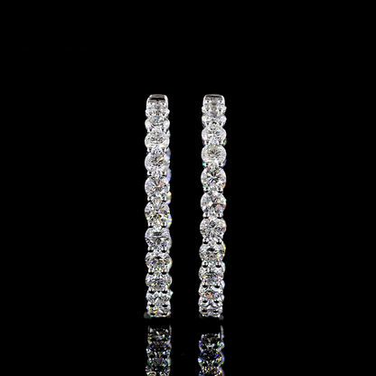 5.05 CTTW Round Lab Diamond Hoops Earring (H Color and SI Clarity)