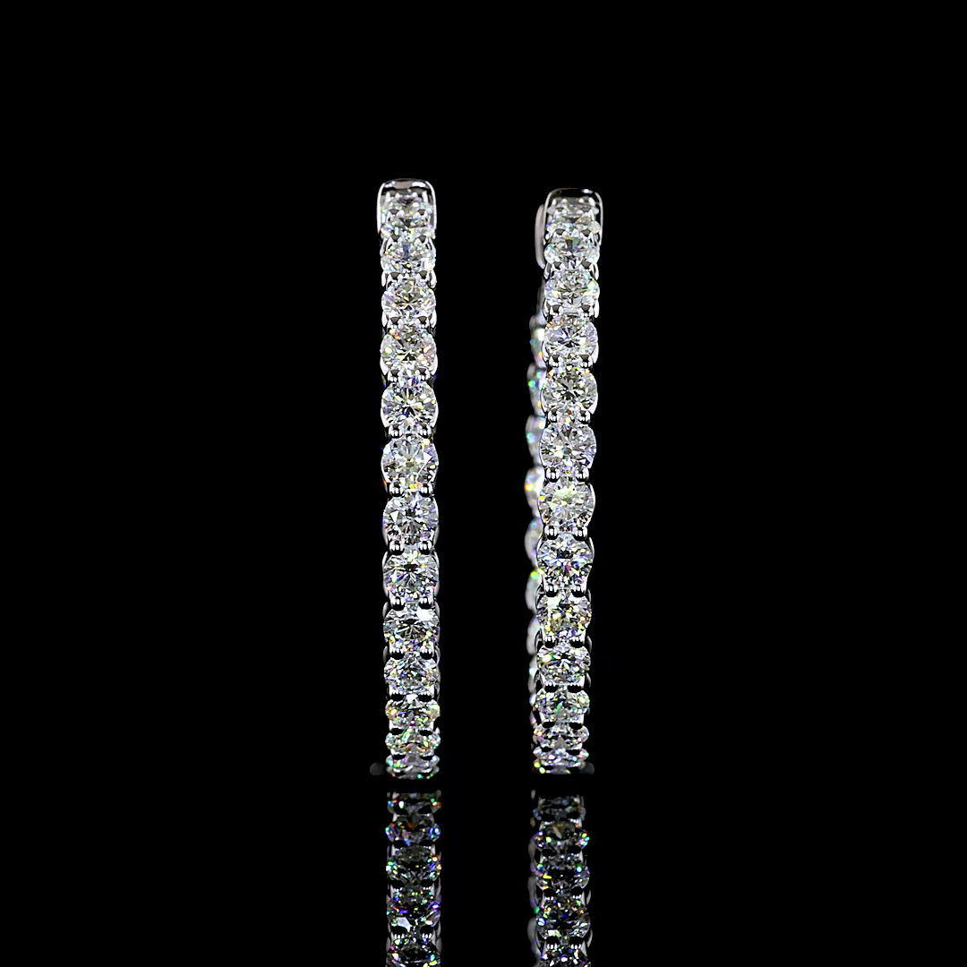 3.09 CTTW Round Natural Diamond Hoops Earring 28mm (VS2 Clarity)