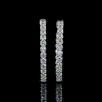3.09 CTTW Round Natural Diamond Hoops Earring 28mm (VS2 Clarity)