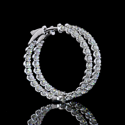 3.09 CTTW Round Natural Diamond Hoops Earring 28mm (VS2 Clarity)