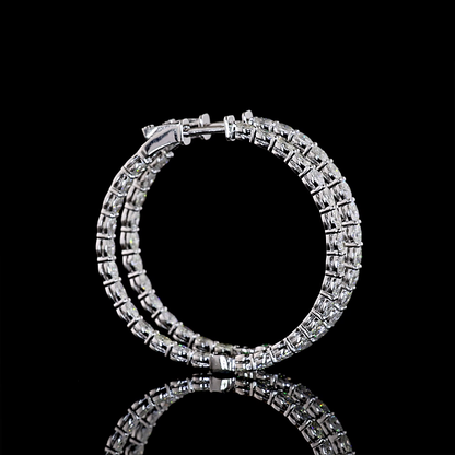3.02 CTTW Oval Natural Diamond Hoops Earring 35mm (H Color and SI Clarity)