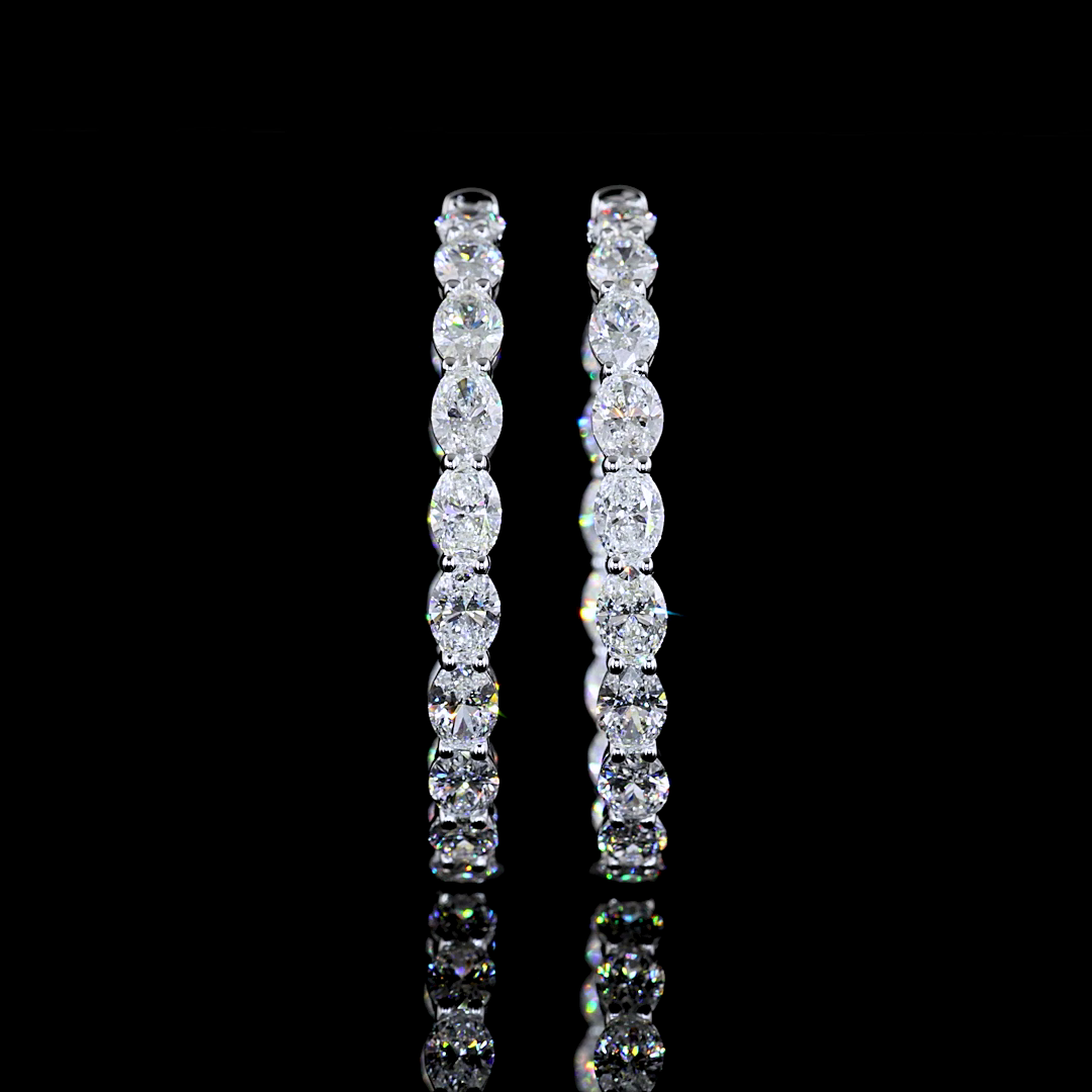 7.68 CTTW Oval Natural Diamond Hoops Earring 34.8mm (H Color and SI Clarity)