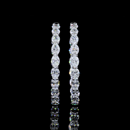 7.68 CTTW Oval Natural Diamond Hoops Earring 34.8mm (H Color and SI Clarity)
