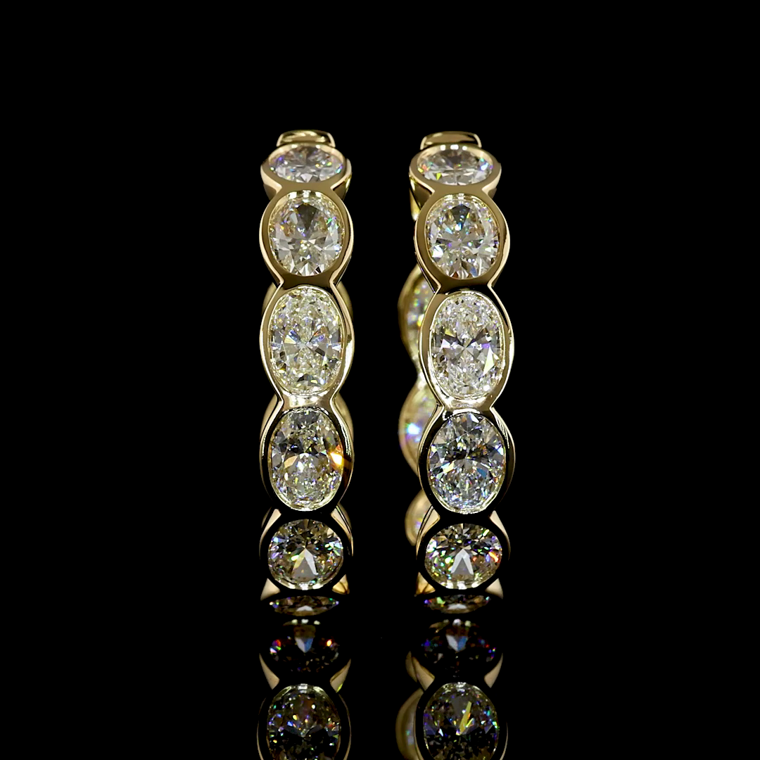 5.18 CTTW Oval Natural Diamond Huggies Earring 25mm (H Color and SI Clarity)
