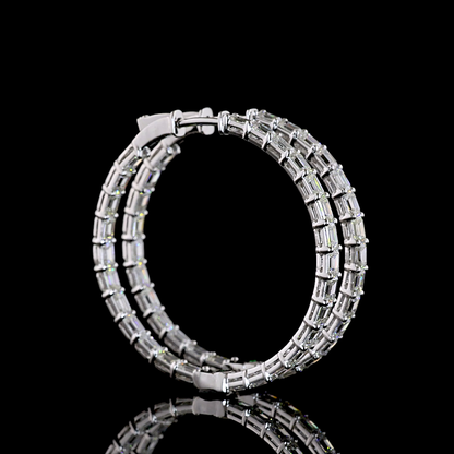 5.35 CTTW Emerald Natural Diamond Hoops Earring 35mm (H Color and SI Clarity)