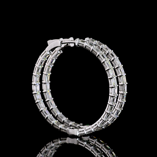 5.35 CTTW Emerald Natural Diamond Hoops Earring 35mm (H Color and SI Clarity)