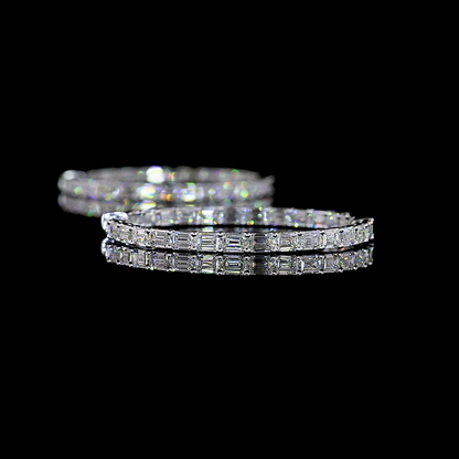 5.35 CTTW Emerald Natural Diamond Hoops Earring 35mm (H Color and SI Clarity)