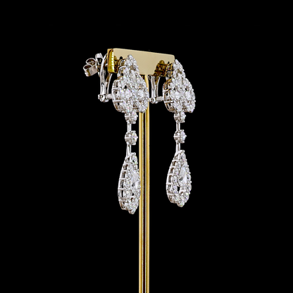 7.00 CTTW Pear Natural Diamond Hanging Earring Size 44.36 (H Color and SI Clarity)