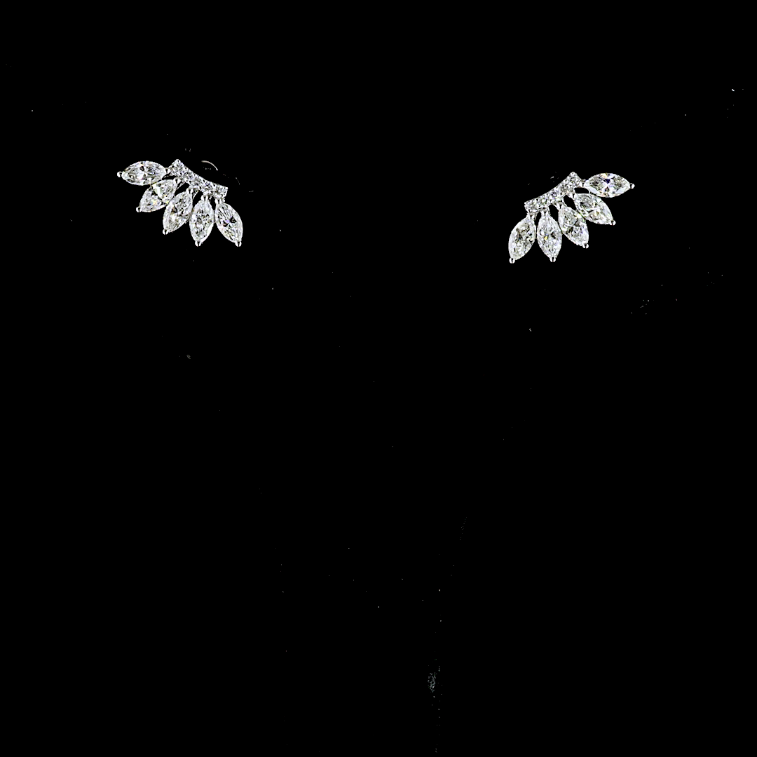 1.19 CTTW Marquise Natural Diamond Crawler Earring (H Color and SI Clarity)
