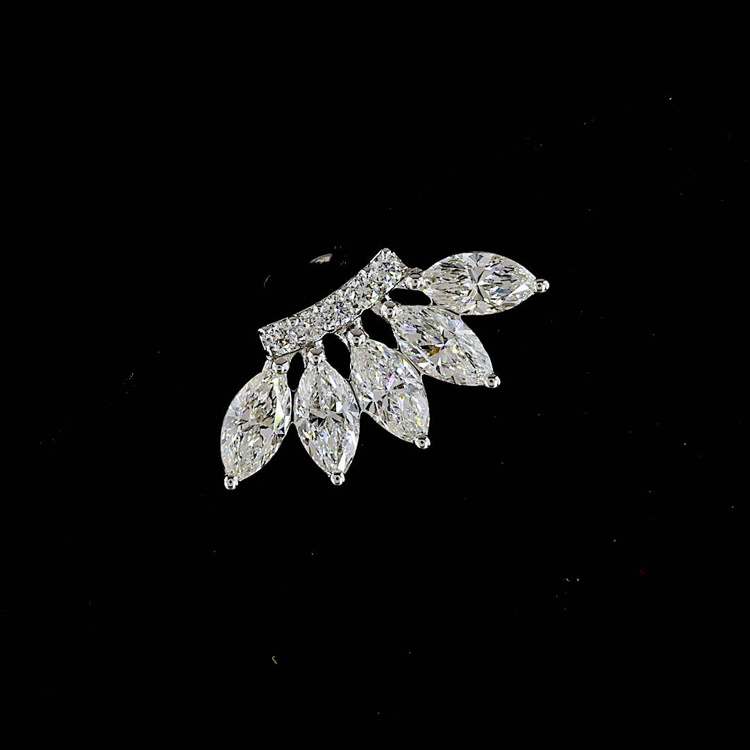 1.19 CTTW Marquise Natural Diamond Crawler Earring (H Color and SI Clarity)