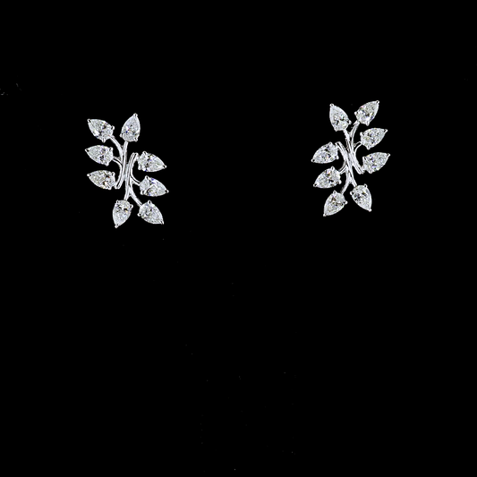 2.60 CTTW Pear Natural Diamond Crawler Earring Size 22 (H Color and SI Clarity)
