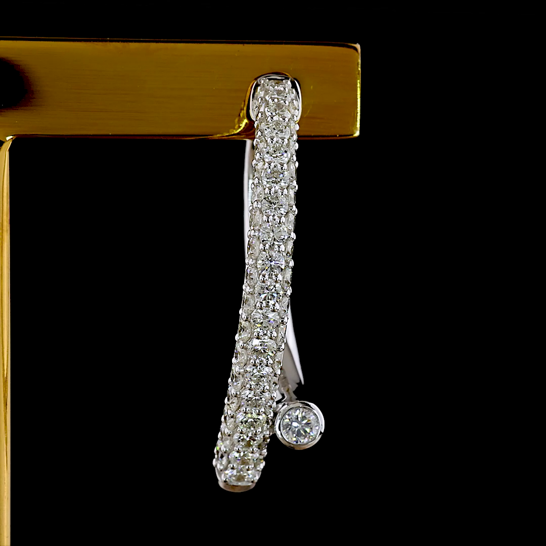 2.48 CTTW Round Natural Diamond Huggies Earring 26.4mm (H Color and SI Clarity)