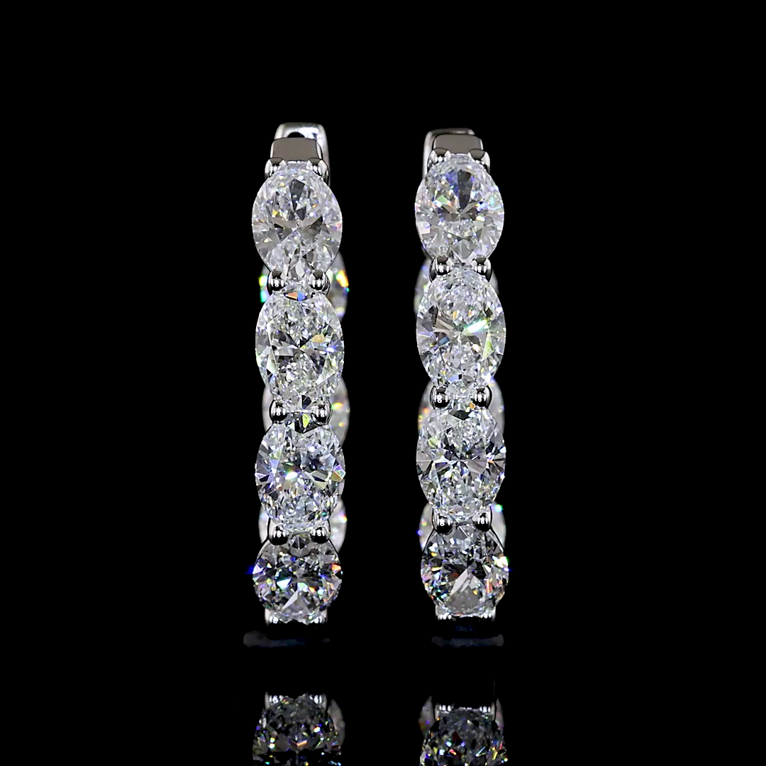 3.05 CTTW Oval Lab Grown Diamond Huggies Earring 20.62mm (E Color and VS1 Clarity)