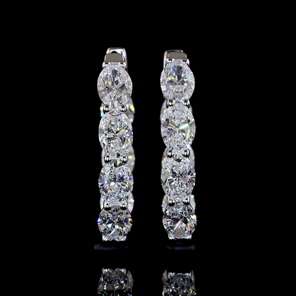 3.05 CTTW Oval Lab Grown Diamond Huggies Earring 20.62mm (E Color and VS1 Clarity)