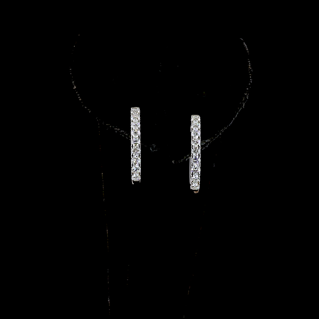 0.75 CTTW Round Lab Grown Diamond Huggies Earring 20mm (E Color and VS1 Clarity)