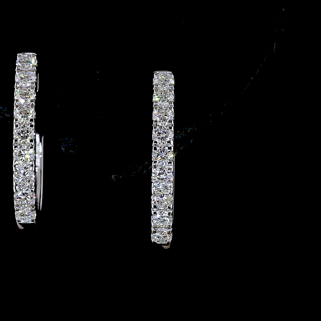 0.75 CTTW Round Lab Grown Diamond Huggies Earring 20mm (E Color and VS1 Clarity)