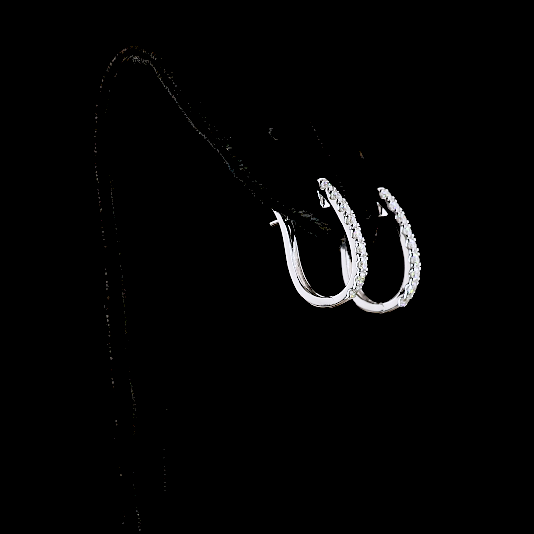 0.75 CTTW Round Lab Grown Diamond Huggies Earring 20mm (E Color and VS1 Clarity)