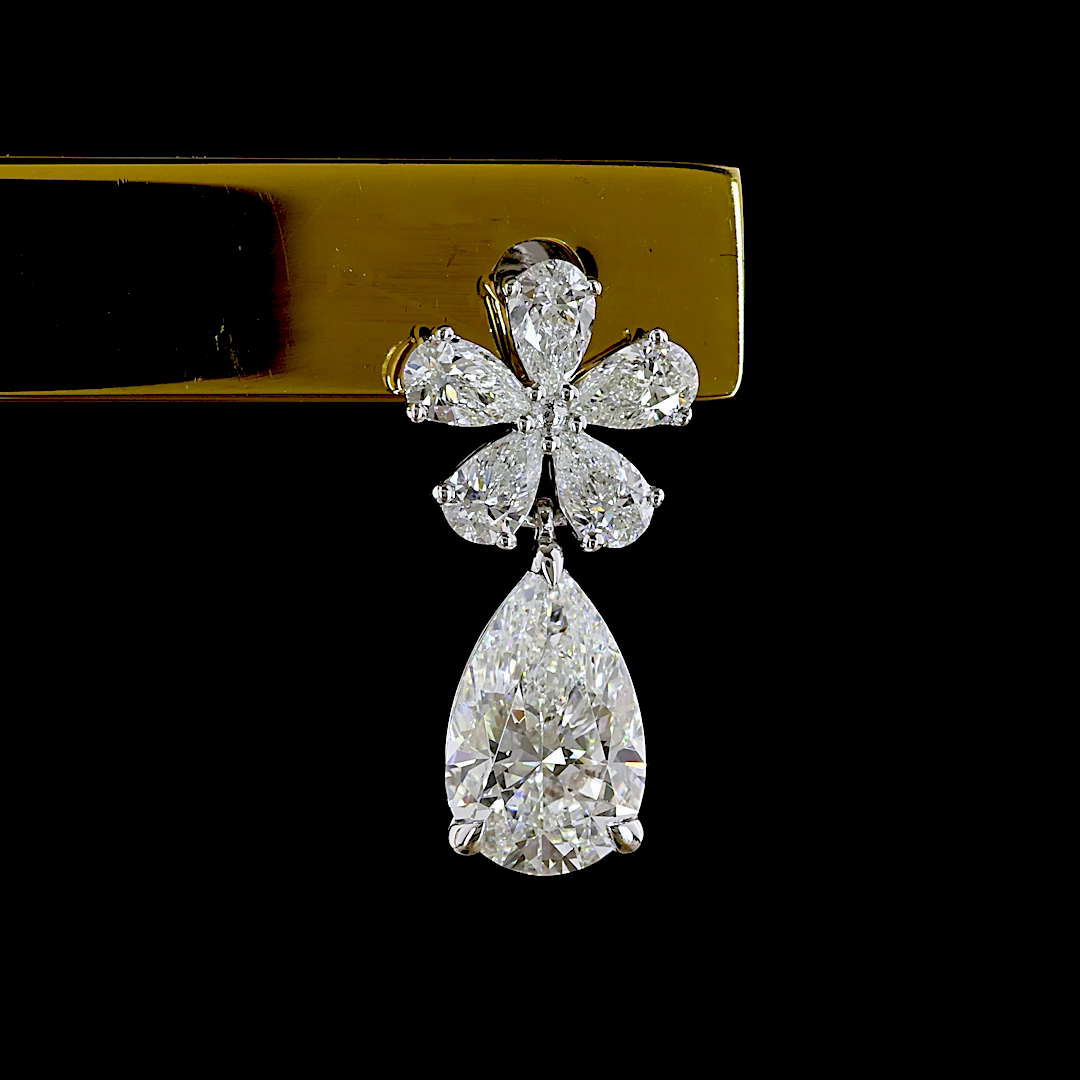 2.64 CTTW Pear Lab Diamond Hanging Earring (E Color and VS1 Clarity)