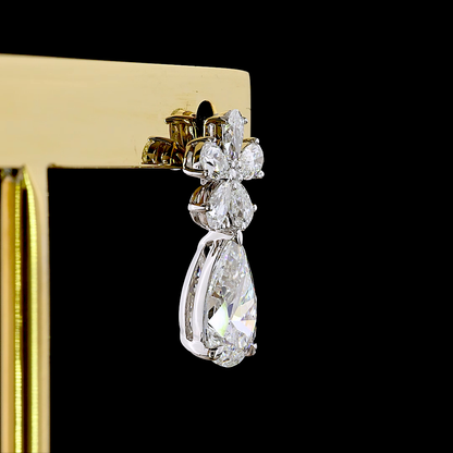 2.64 CTTW Pear Lab Diamond Hanging Earring (E Color and VS1 Clarity)