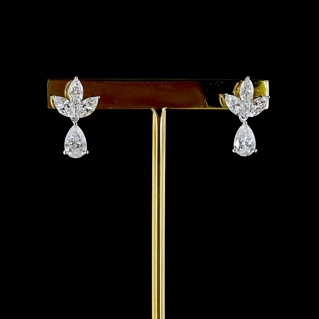 2.57 CTTW Pear Lab Diamond Hanging Earring (E Color and VS1 Clarity)