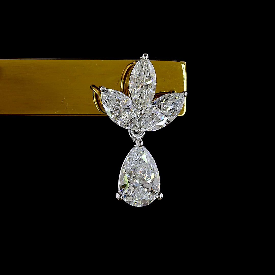 2.57 CTTW Pear Lab Diamond Hanging Earring (E Color and VS1 Clarity)