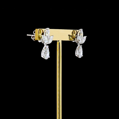 2.57 CTTW Pear Lab Diamond Hanging Earring (E Color and VS1 Clarity)