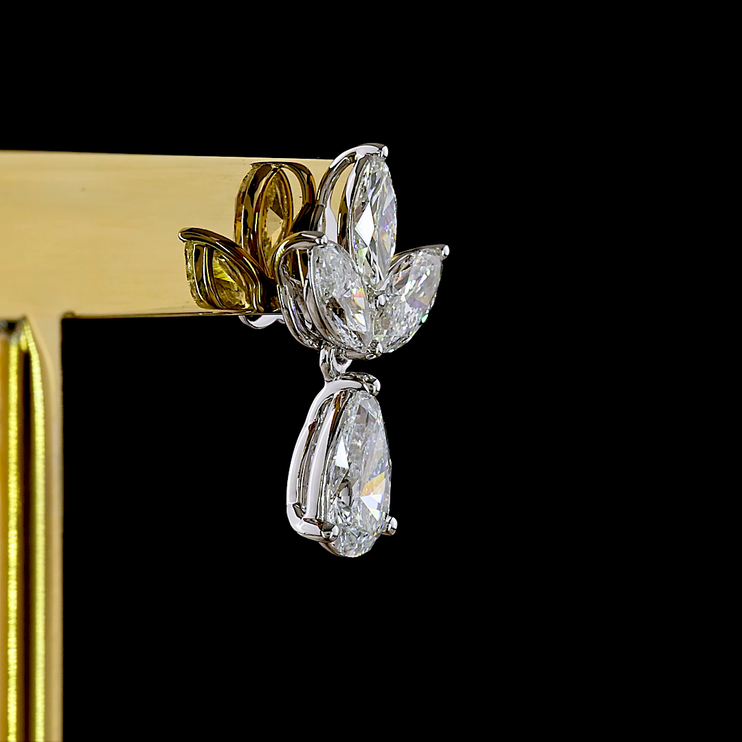 2.57 CTTW Pear Lab Diamond Hanging Earring (E Color and VS1 Clarity)