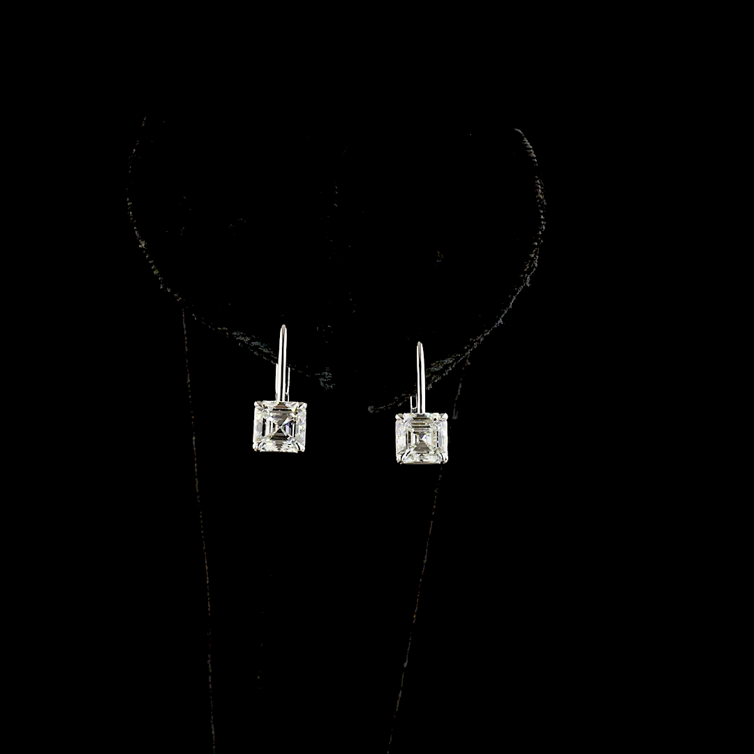 2.08 CTTW Asscher Lab Diamond Hanging Earring (E Color and VS1 Clarity)