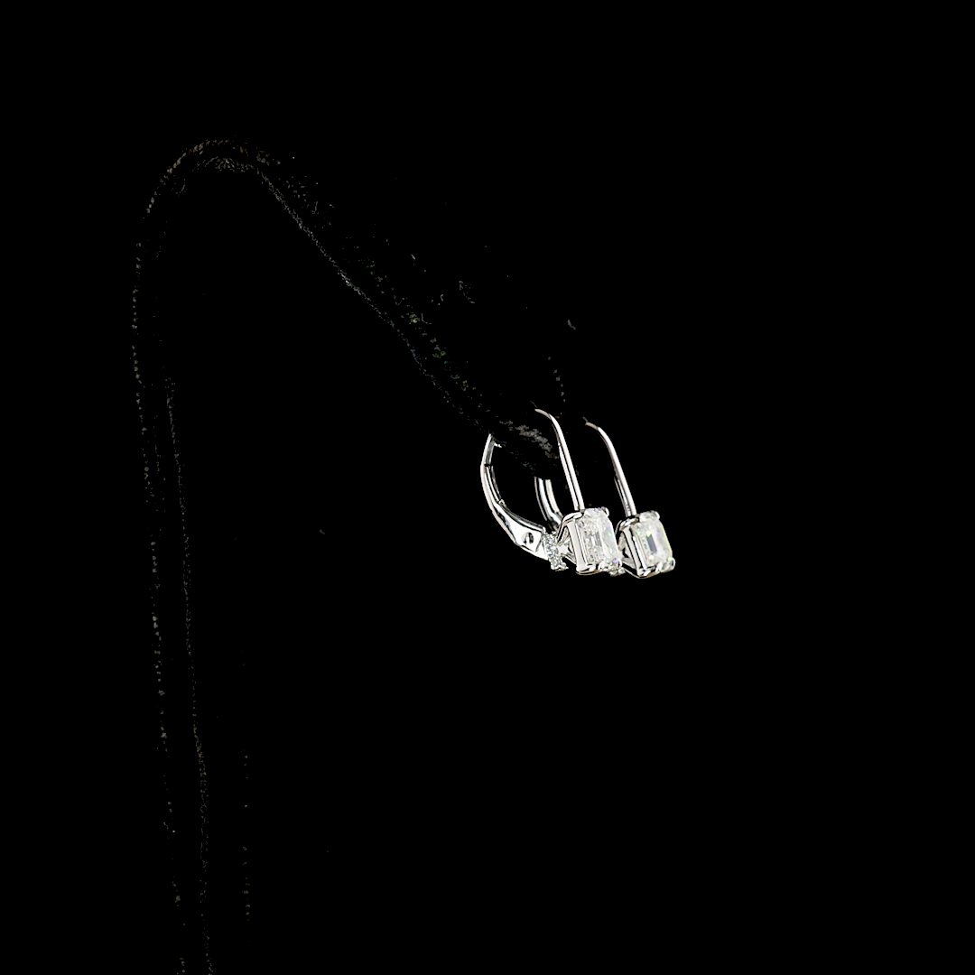 2.08 CTTW Asscher Lab Diamond Hanging Earring (E Color and VS1 Clarity)