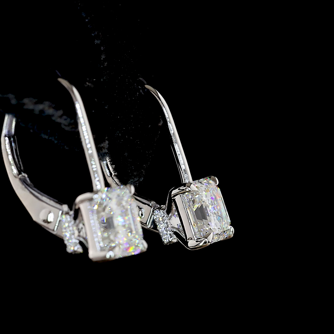 2.08 CTTW Asscher Lab Diamond Hanging Earring (E Color and VS1 Clarity)