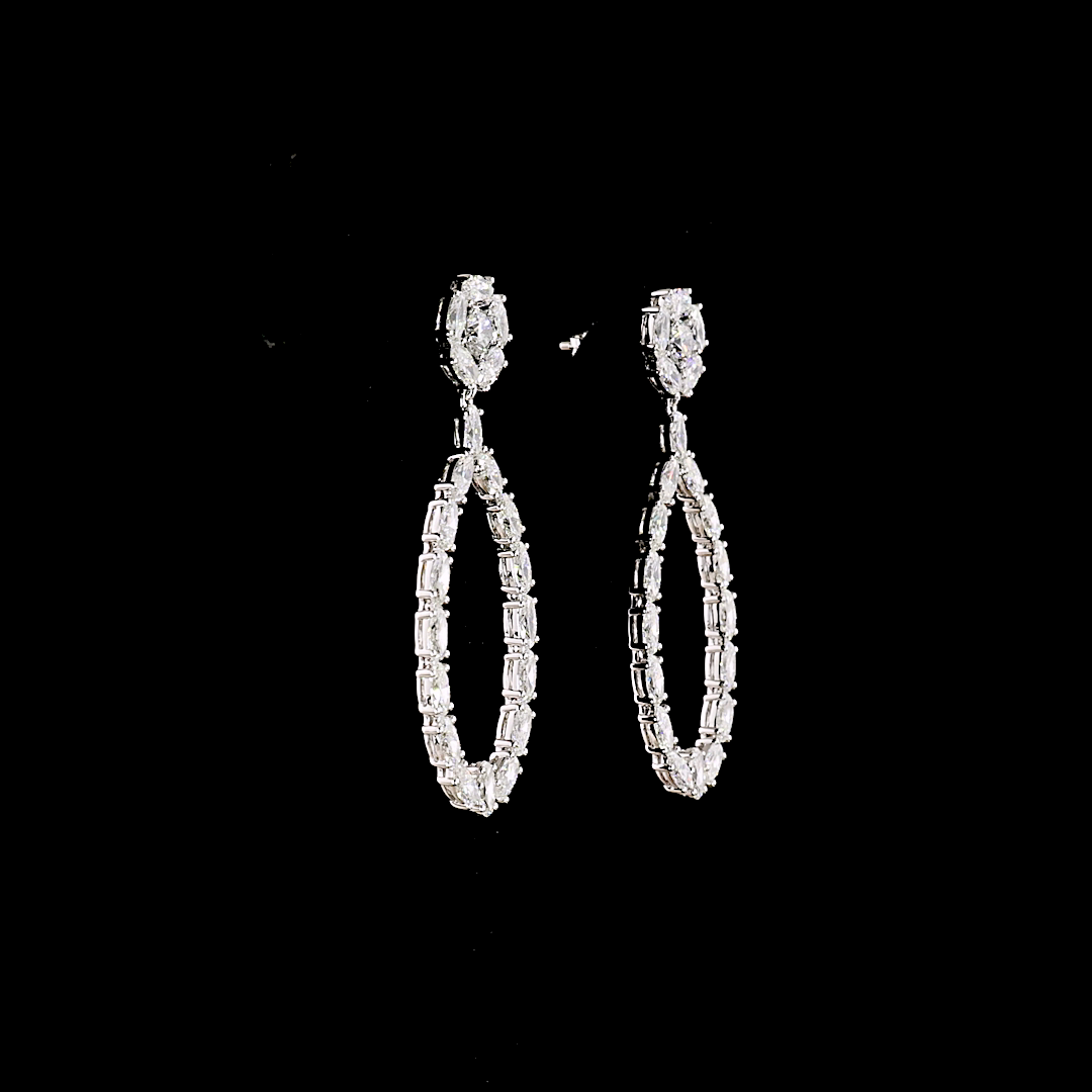 8.24 CTTW Round Lab Diamond Hanging Earring (E Color and VS1 Clarity)