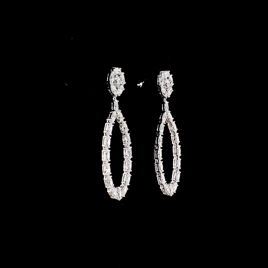 8.24 CTTW Round Lab Diamond Hanging Earring (E Color and VS1 Clarity)