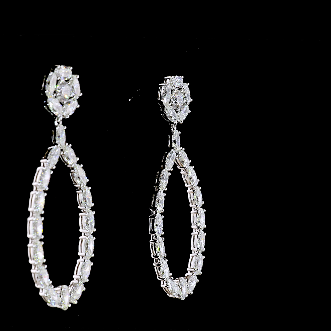 8.24 CTTW Round Lab Diamond Hanging Earring (E Color and VS1 Clarity)