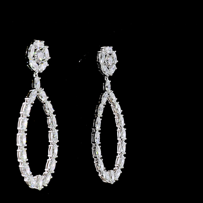 8.24 CTTW Round Lab Diamond Hanging Earring (E Color and VS1 Clarity)