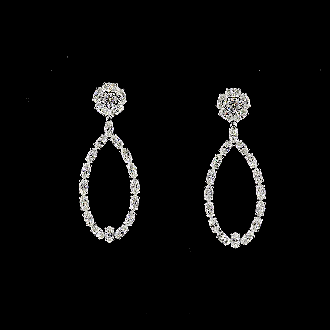 8.24 CTTW Round Lab Diamond Hanging Earring (E Color and VS1 Clarity)