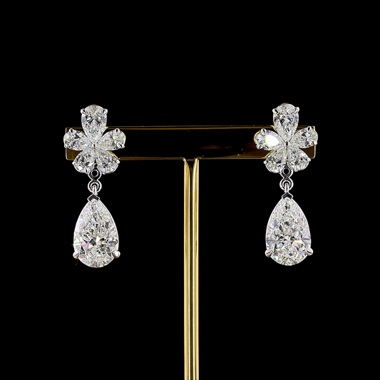 11.81 CTTW Pear Lab Diamond Hanging Earring (E Color and VS1 Clarity)