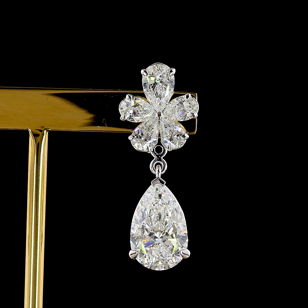 11.81 CTTW Pear Lab Diamond Hanging Earring (E Color and VS1 Clarity)