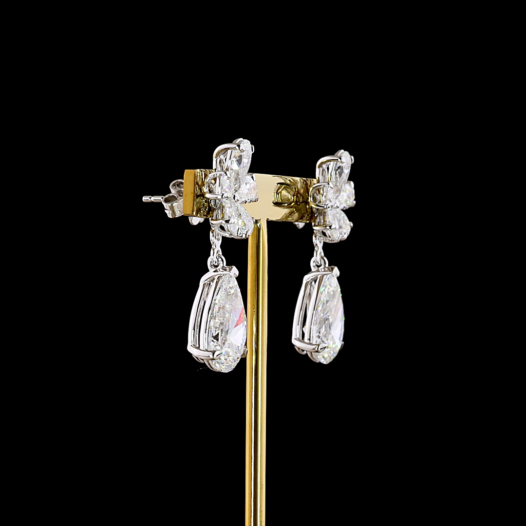 11.81 CTTW Pear Lab Diamond Hanging Earring (E Color and VS1 Clarity)