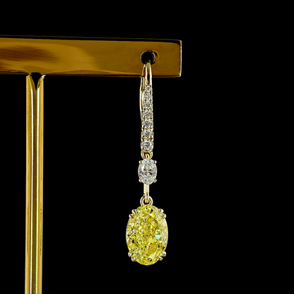 5.72 CTTW Oval Lab Grown Diamond Hanging Earring Size 34.8 (FV.YL Color and VS2 Clarity)