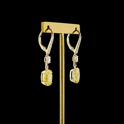 5.72 CTTW Oval Lab Grown Diamond Hanging Earring Size 34.8 (FV.YL Color and VS2 Clarity)