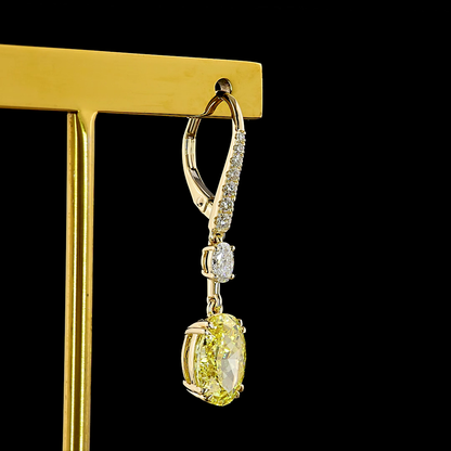 5.72 CTTW Oval Lab Grown Diamond Hanging Earring Size 34.8 (FV.YL Color and VS2 Clarity)