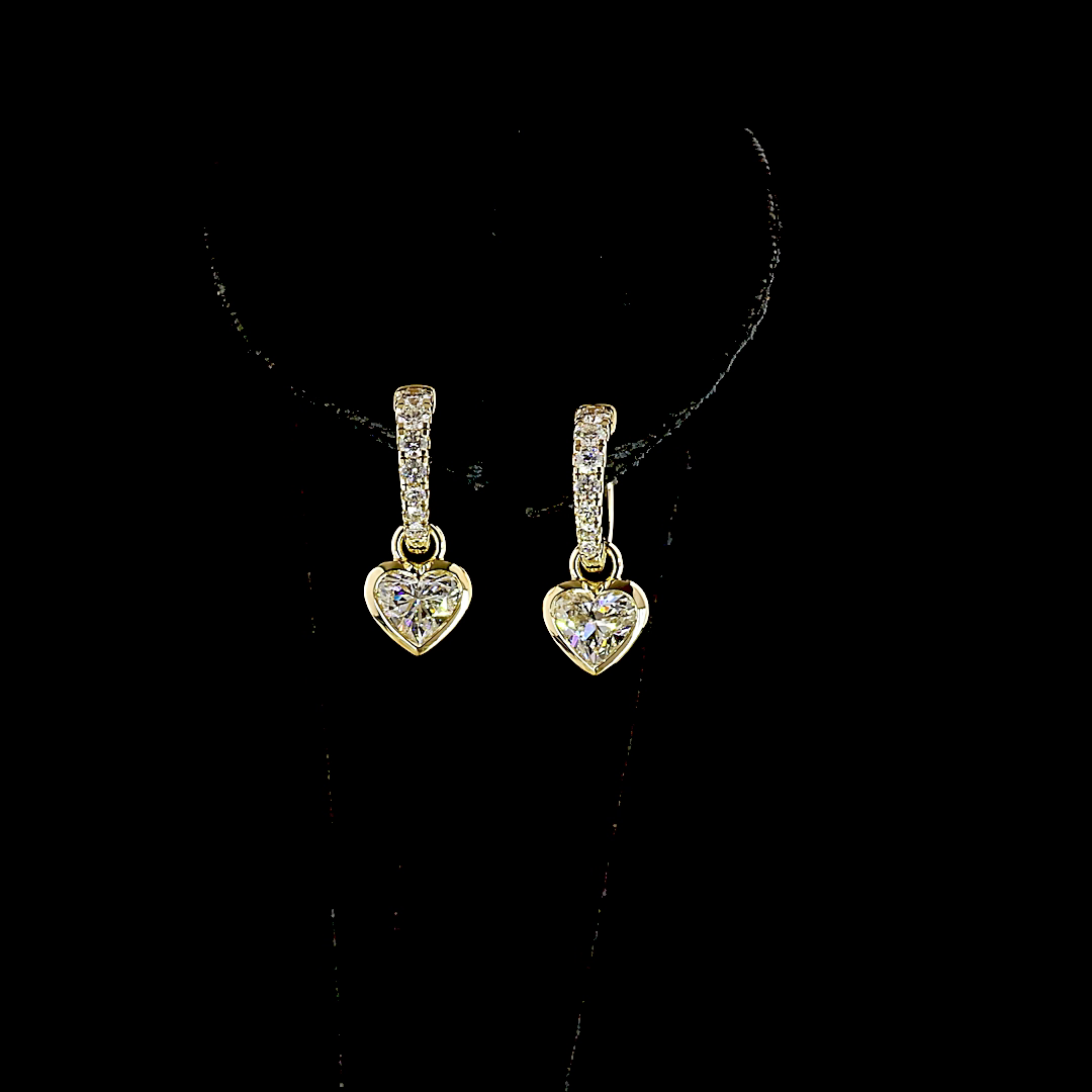 2.56 CTTW Heart Lab Diamond Hanging Earring (E Color and VVS2 Clarity)