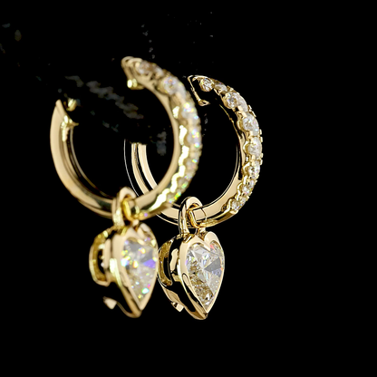 2.56 CTTW Heart Lab Diamond Hanging Earring (E Color and VVS2 Clarity)