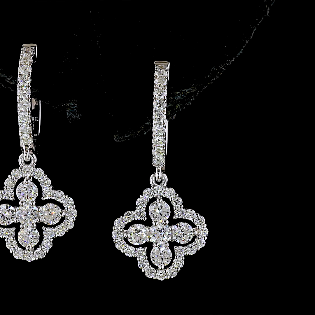 1.06 CTTW Round Lab Diamond Hanging Earring (E Color and VS1 Clarity)