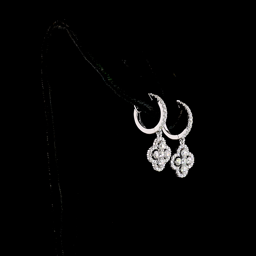 1.06 CTTW Round Lab Diamond Hanging Earring (E Color and VS1 Clarity)
