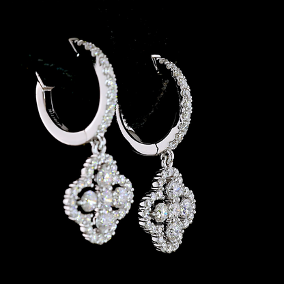 1.06 CTTW Round Lab Diamond Hanging Earring (E Color and VS1 Clarity)