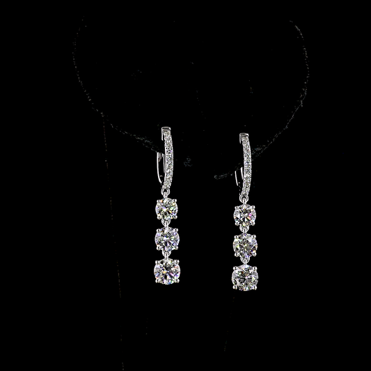 2.59 CTTW Round Lab Grown Diamond Hanging Earring Size 30.7 (E Color and VS1 Clarity)
