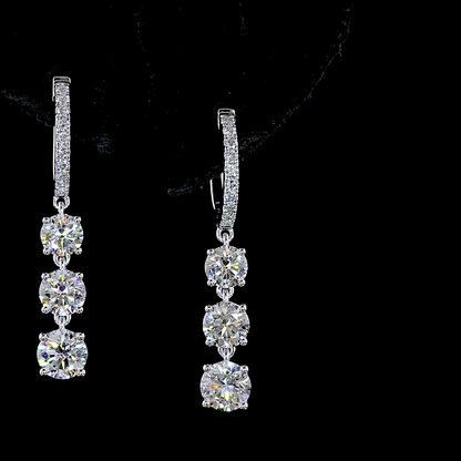 2.59 CTTW Round Lab Grown Diamond Hanging Earring Size 30.7 (E Color and VS1 Clarity)