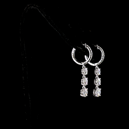 2.59 CTTW Round Lab Grown Diamond Hanging Earring Size 30.7 (E Color and VS1 Clarity)